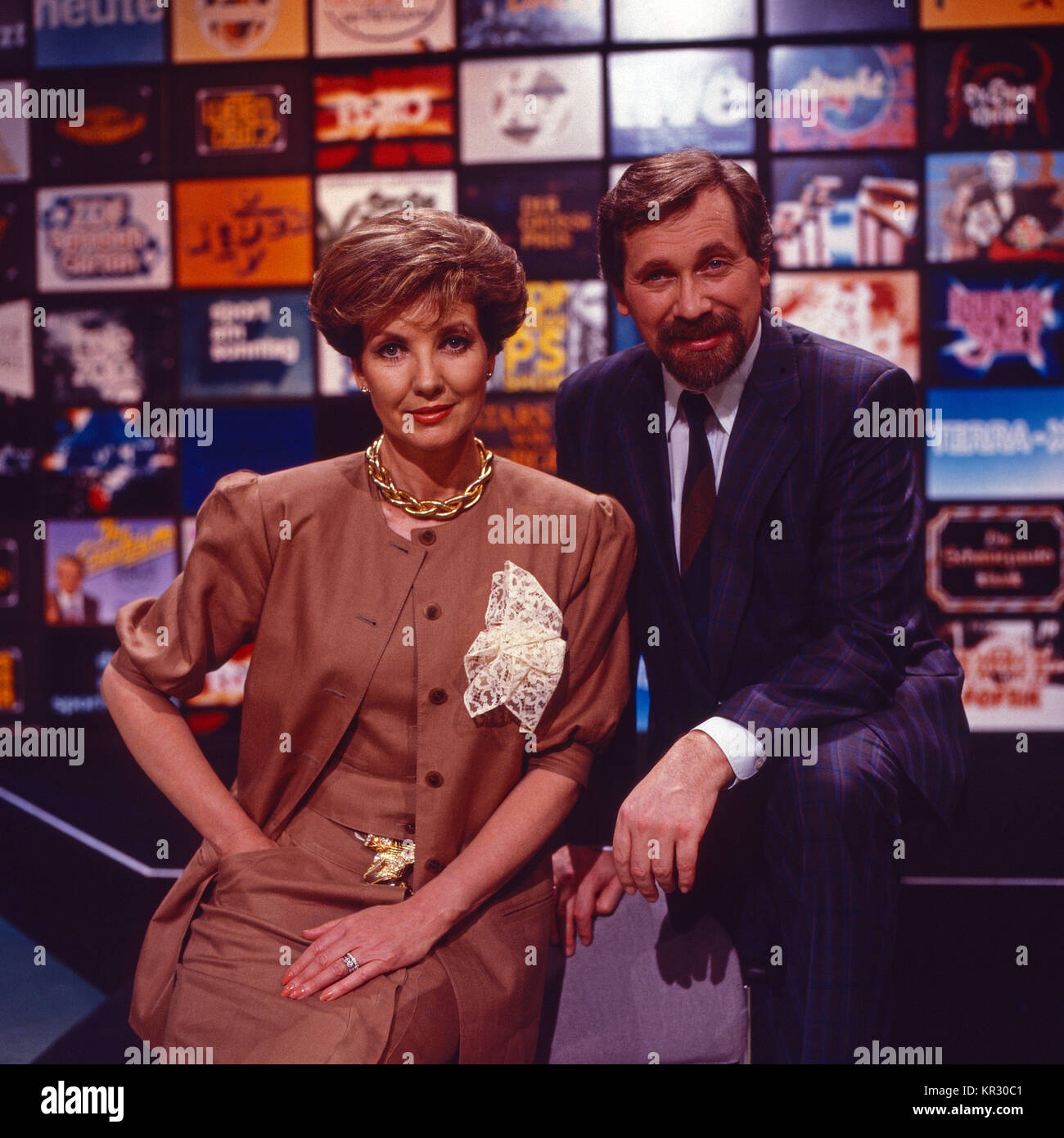 Tele-As, Rateshow ums Fernsehen, Deutschland 1987 - 1991, Moderatoren: Carolin Reiber, Pietro Rapp Foto Stock