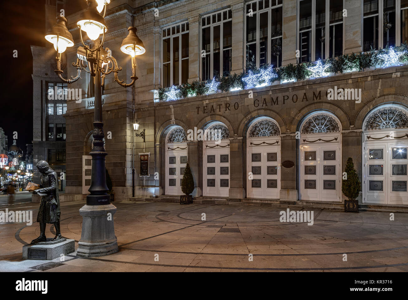 L'opera teatro Campoamor di Oviedo, fondata nel 1892 e noto per essere l'impostazione per la presentazione della Principessa delle Asturie Awards, Spagna Foto Stock