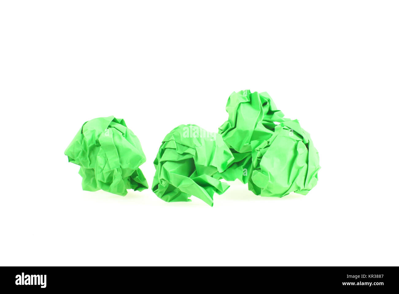 Crumpled verde palline di carta Foto Stock