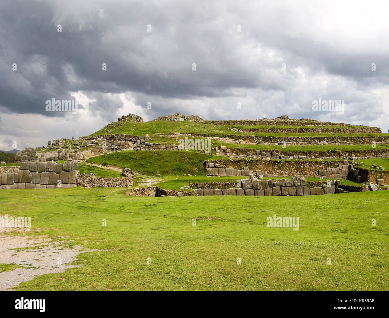 Sacsayhuaman,rovine inca nelle Ande peruviane a Cuzco Perù Foto Stock