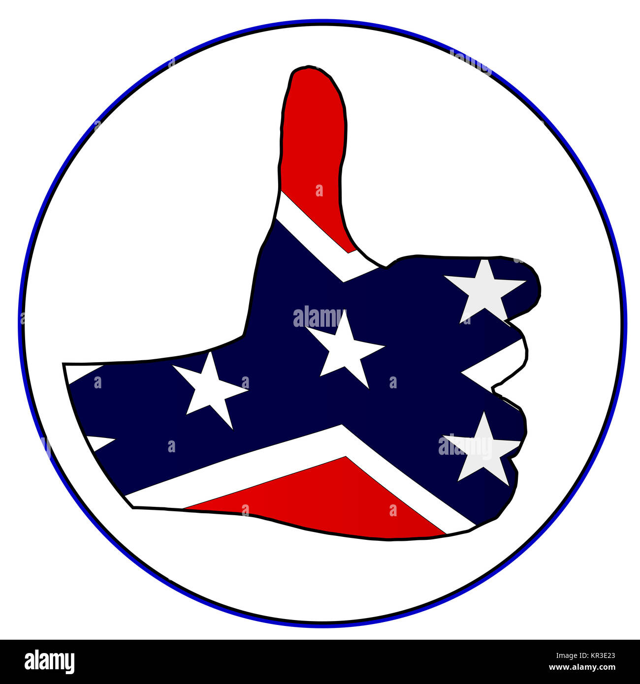 Pollice alzato bandiera Confederate Foto Stock