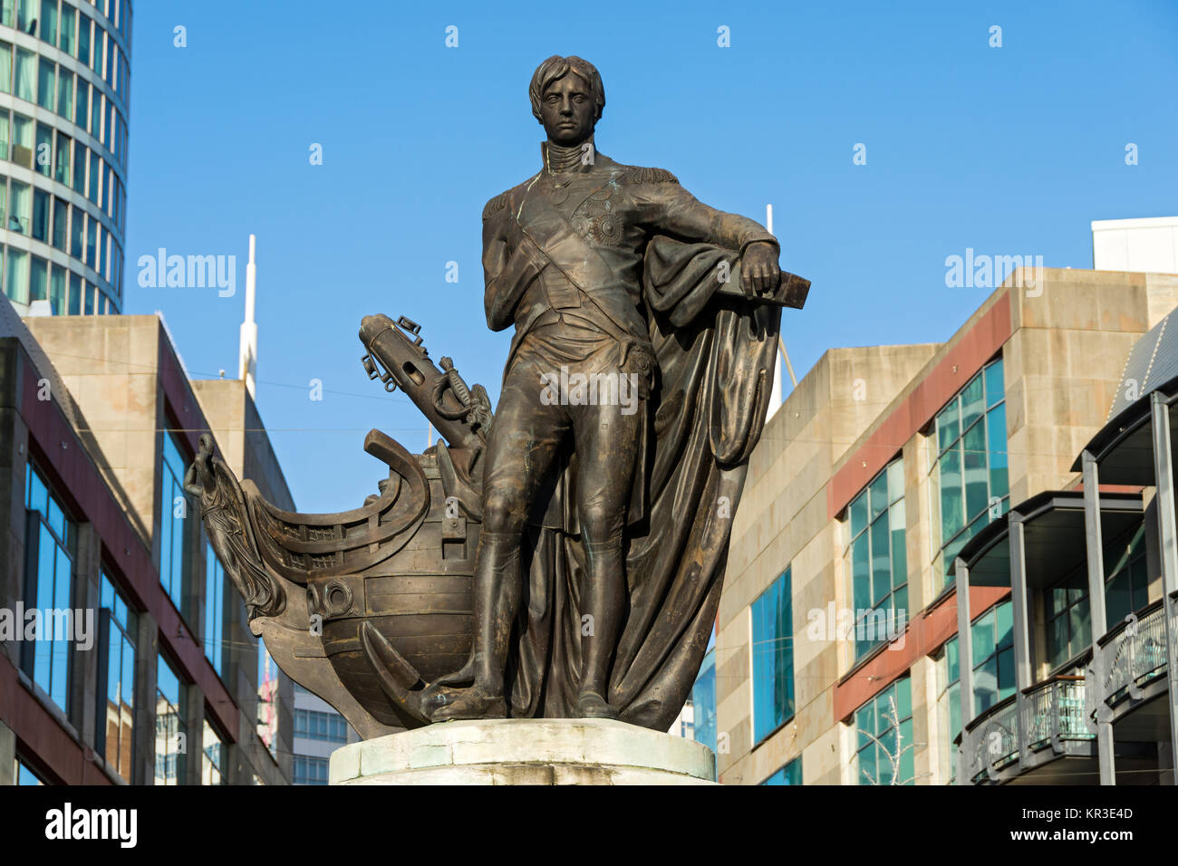 Statua di Orazio Nelson, da Sir Richard Westamott (1809), Bull Ring, Birmingham, Inghilterra, Regno Unito Foto Stock