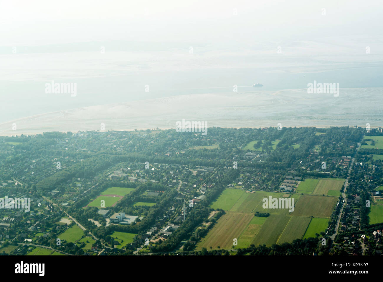 Vista aerea del LAND SCHLESWIG-HOLSTEIN wadden sea in foehr Foto Stock