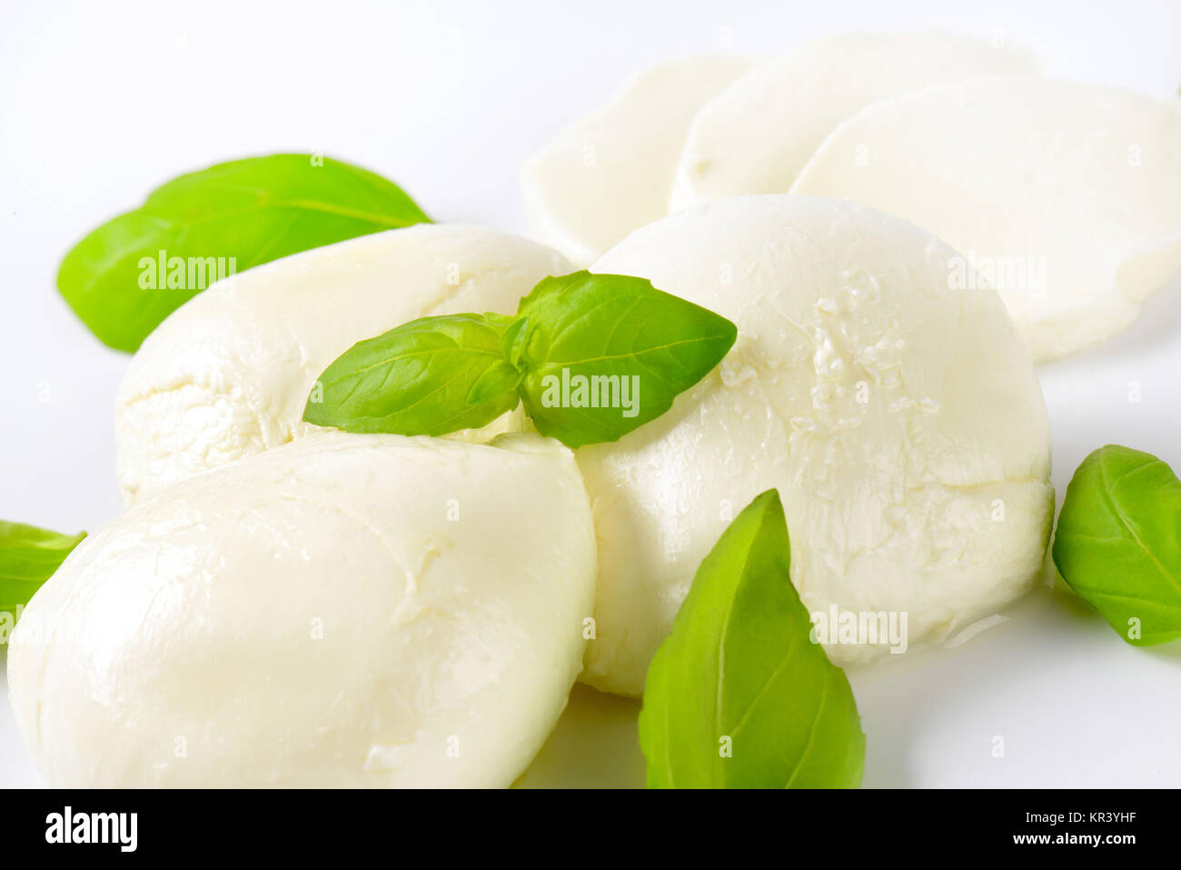 Mozzarella e basilico Foto Stock