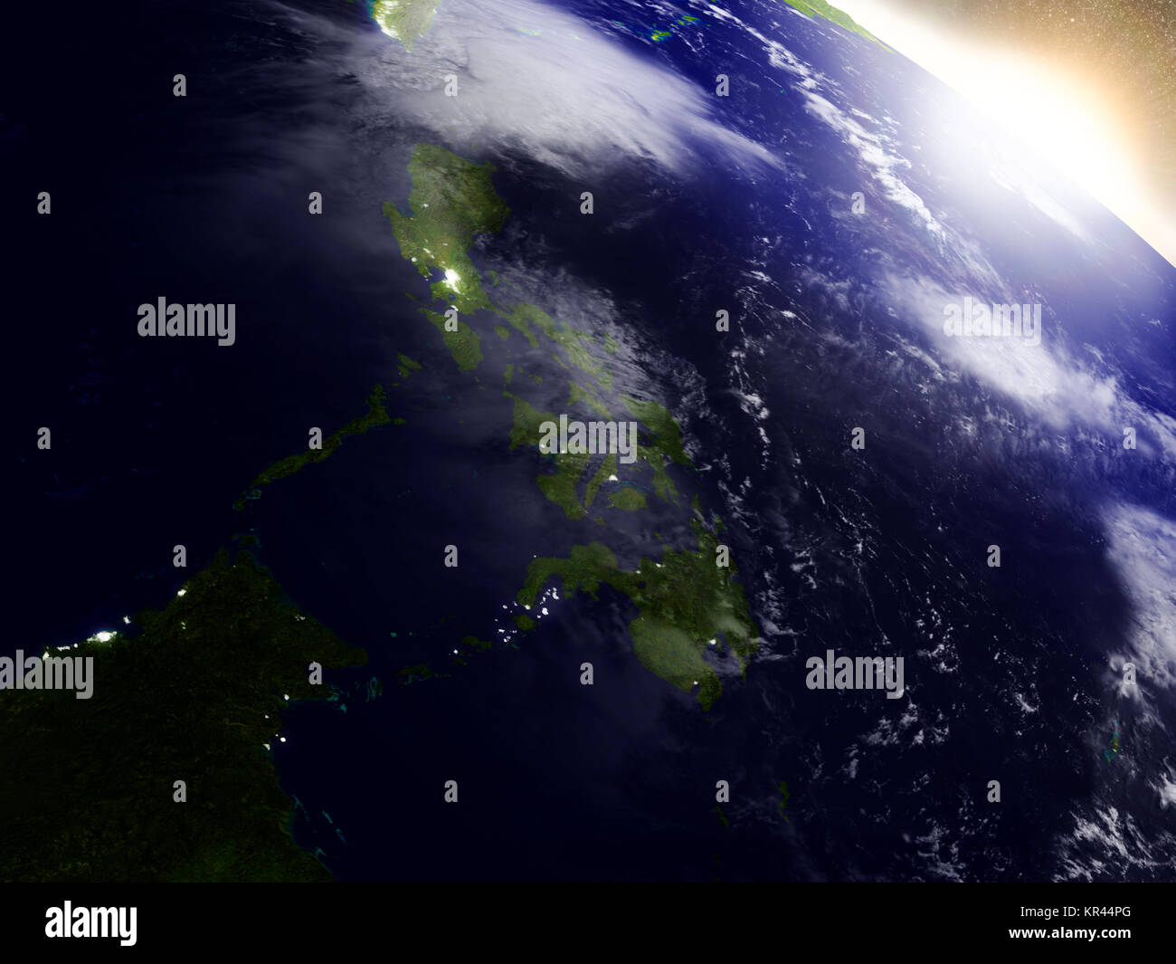 Filippine dallo spazio durante il sunrise Foto Stock