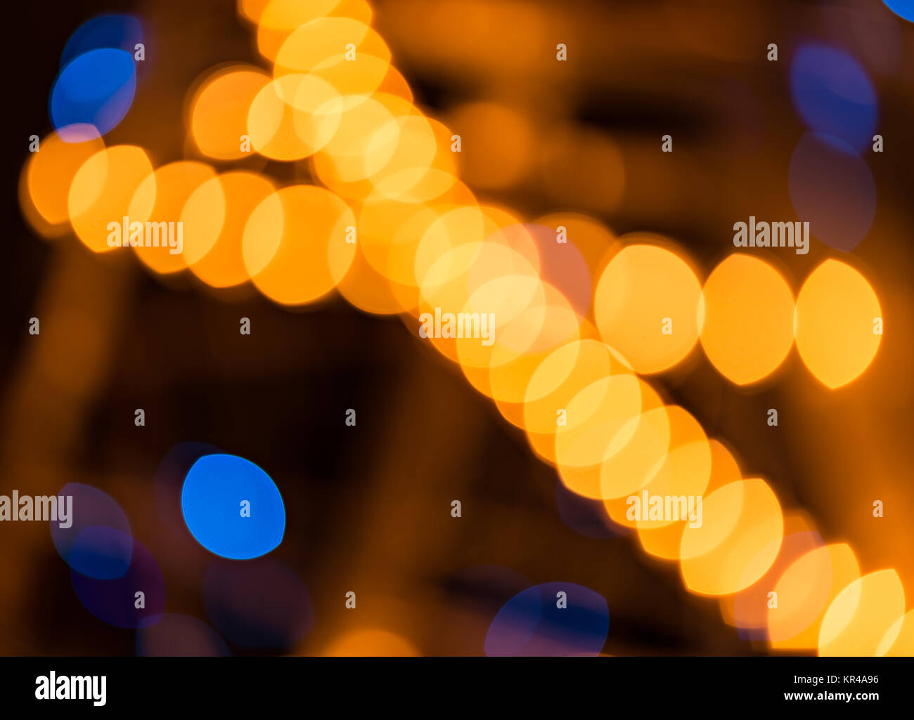 Abstract oro e blu, sfondo bokeh di fondo circolare, al di fuori della luci di messa a fuoco Foto Stock