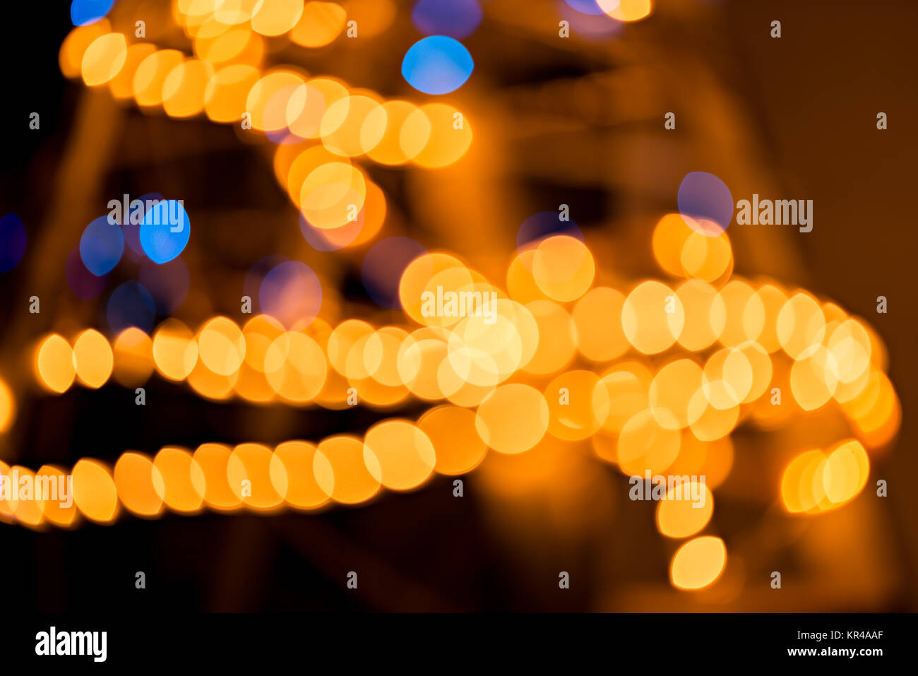 Abstract oro e blu, sfondo bokeh di fondo circolare, al di fuori della luci di messa a fuoco Foto Stock