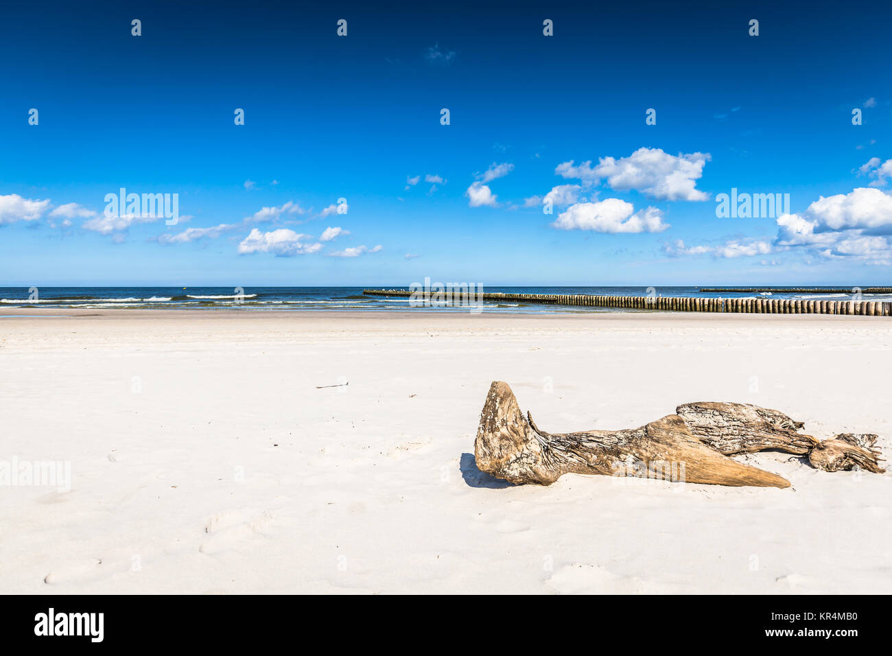 Spiaggia di sabbia in città Leba, Mar Baltico, Polonia Foto Stock