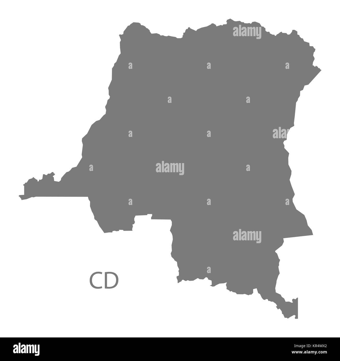 La Repubblica Democratica del Congo Mappa grigio Foto Stock