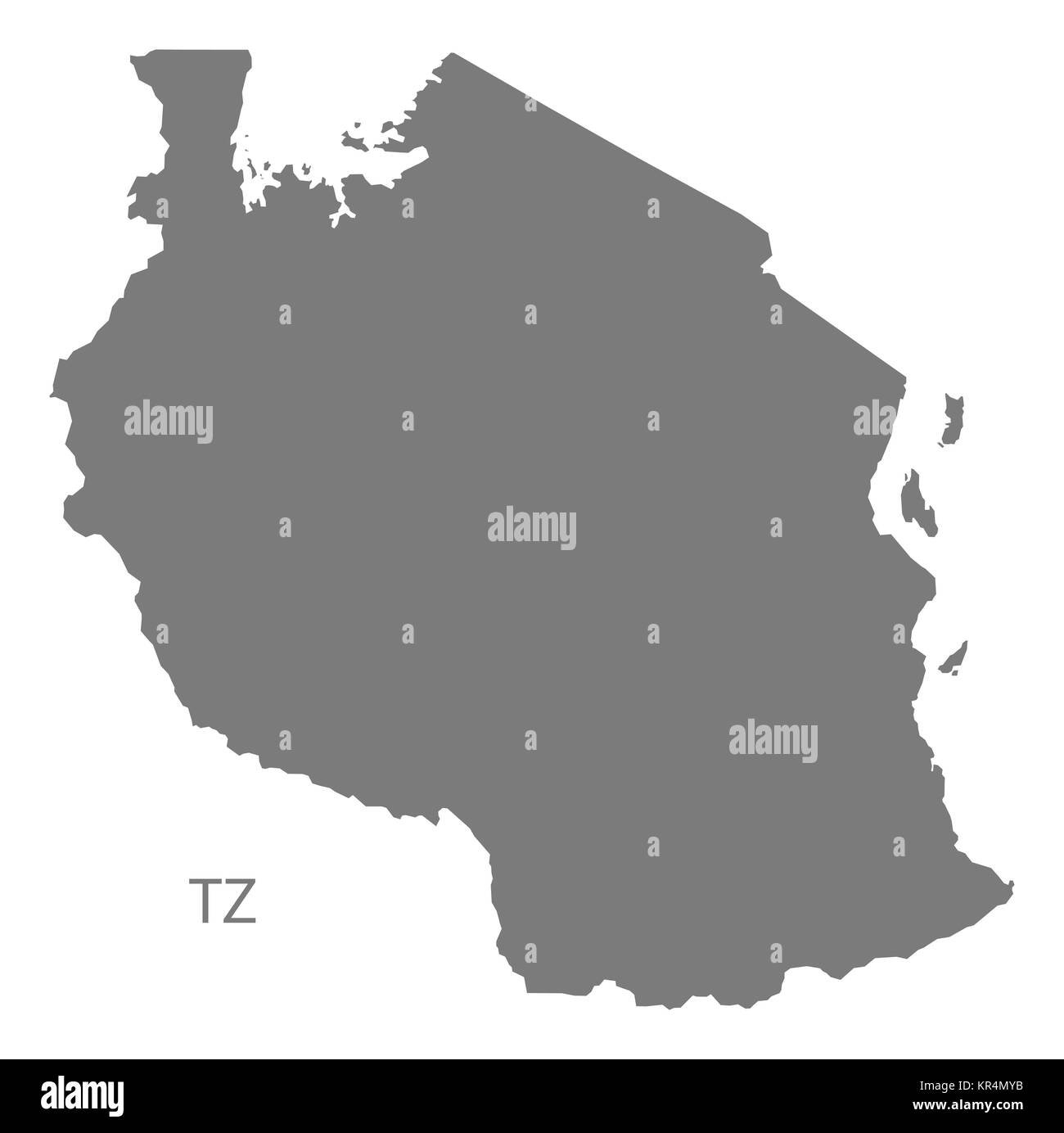 Tanzania Mappa grigio Foto Stock