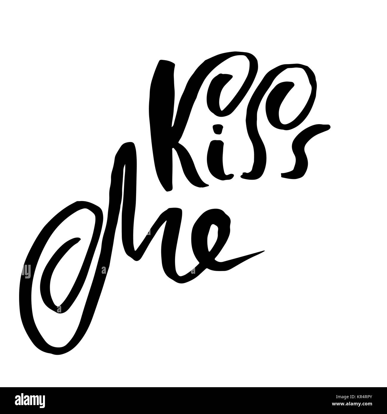 Kiss me. La calligrafia Handdrawn per il giorno di San Valentino. Illustrazione di inchiostro. Moderno pennello asciutto lettering. Illustrazione Vettoriale. Illustrazione Vettoriale
