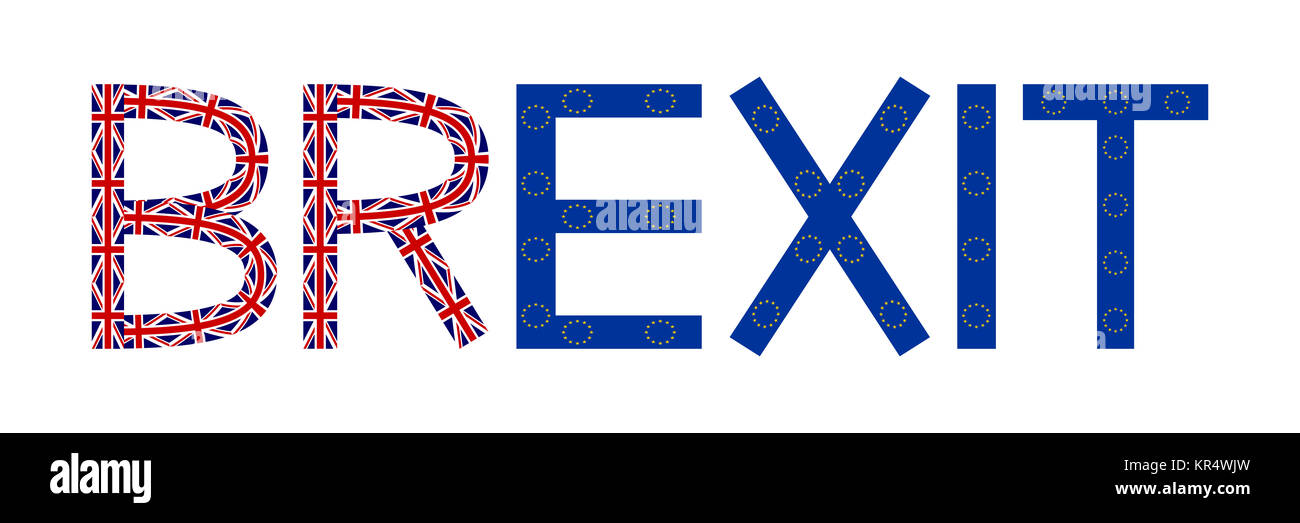 Brexit dalle bandiere di Europa e Regno Unito Foto Stock