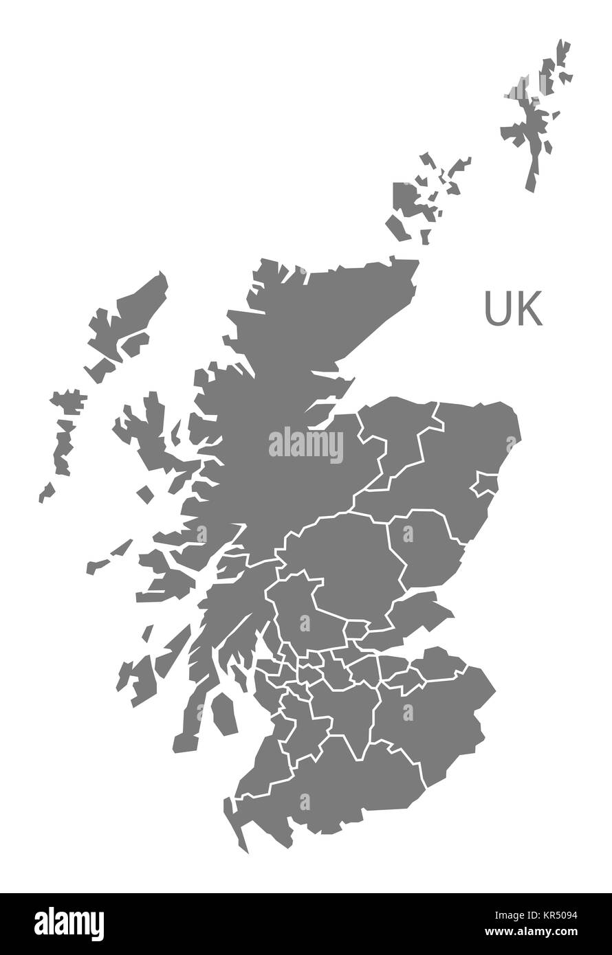 cartina della scozia - 2 Mappa della Scozia con regioni grigio Foto stock - Alamy