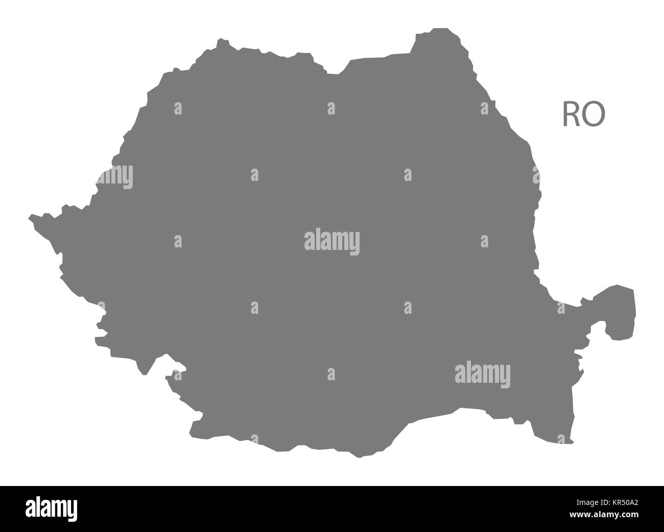 La Romania Mappa grigio Foto Stock