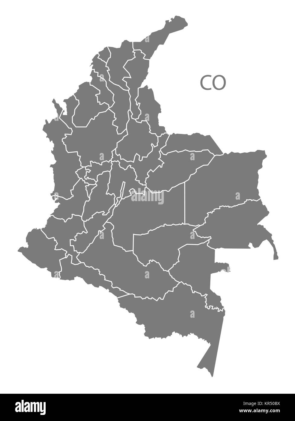 Colombia dipartimenti Mappa grigio Foto Stock
