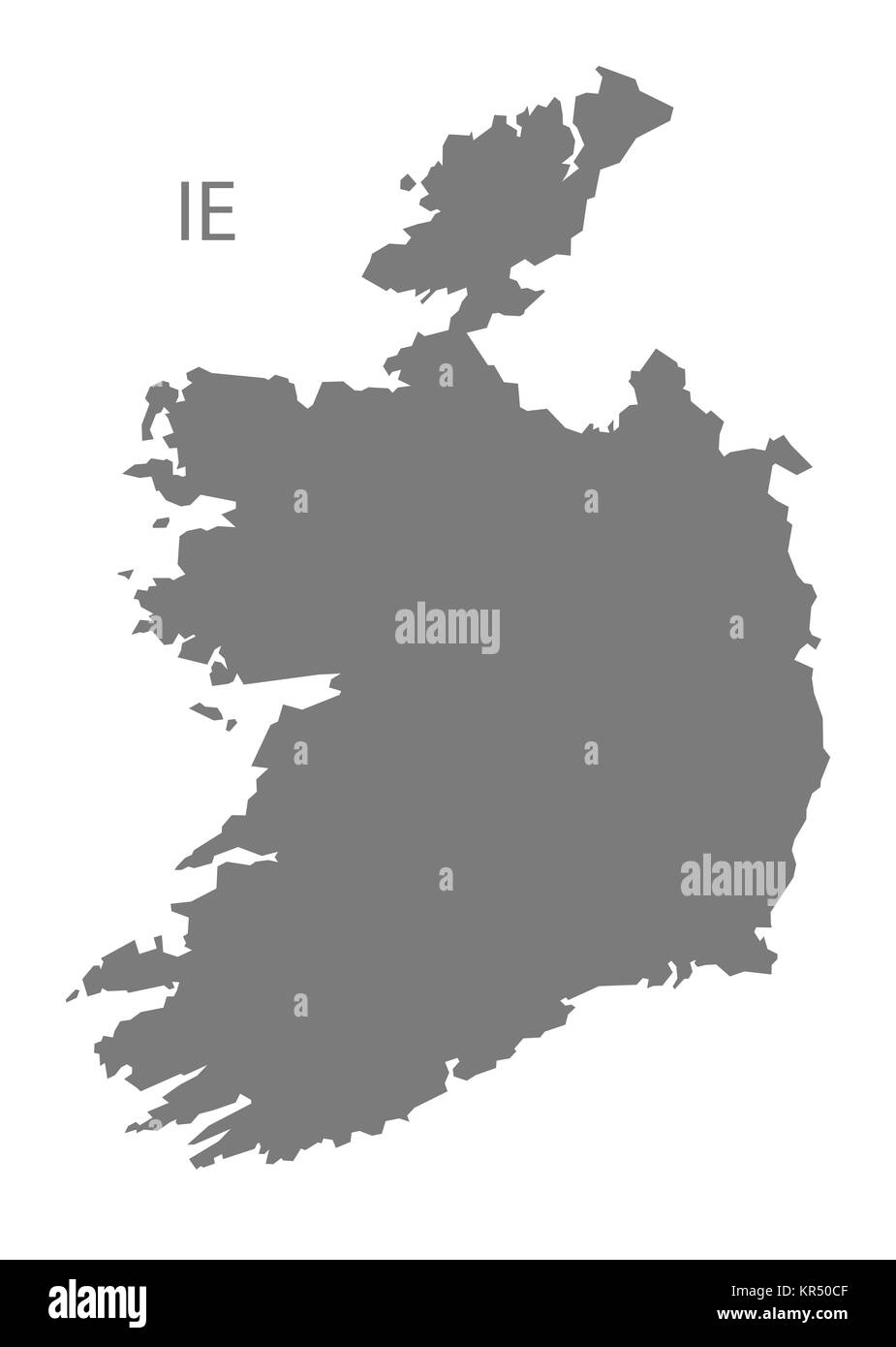 Irlanda Mappa grigio Foto Stock