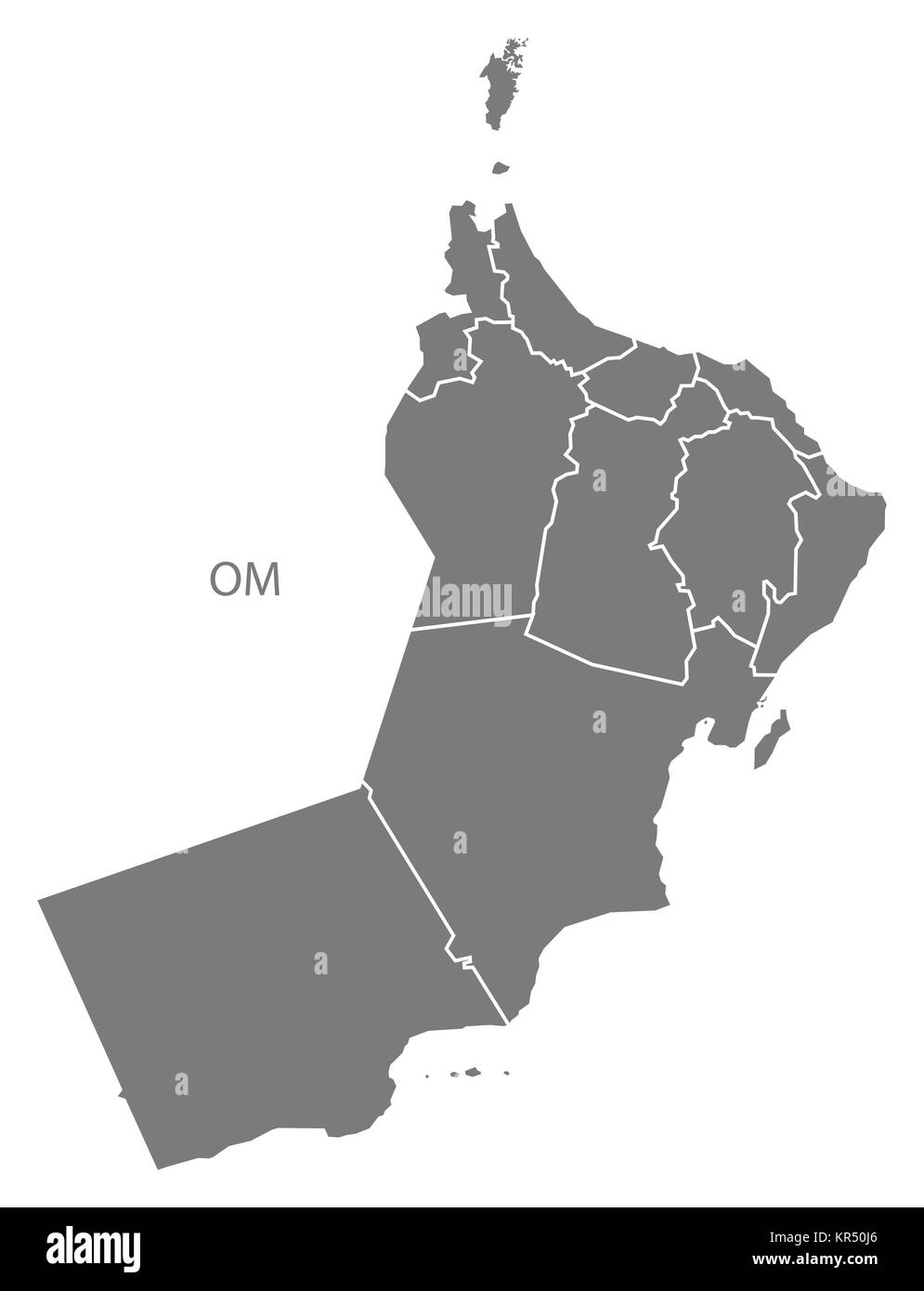 Oman governorates Mappa grigio Foto Stock