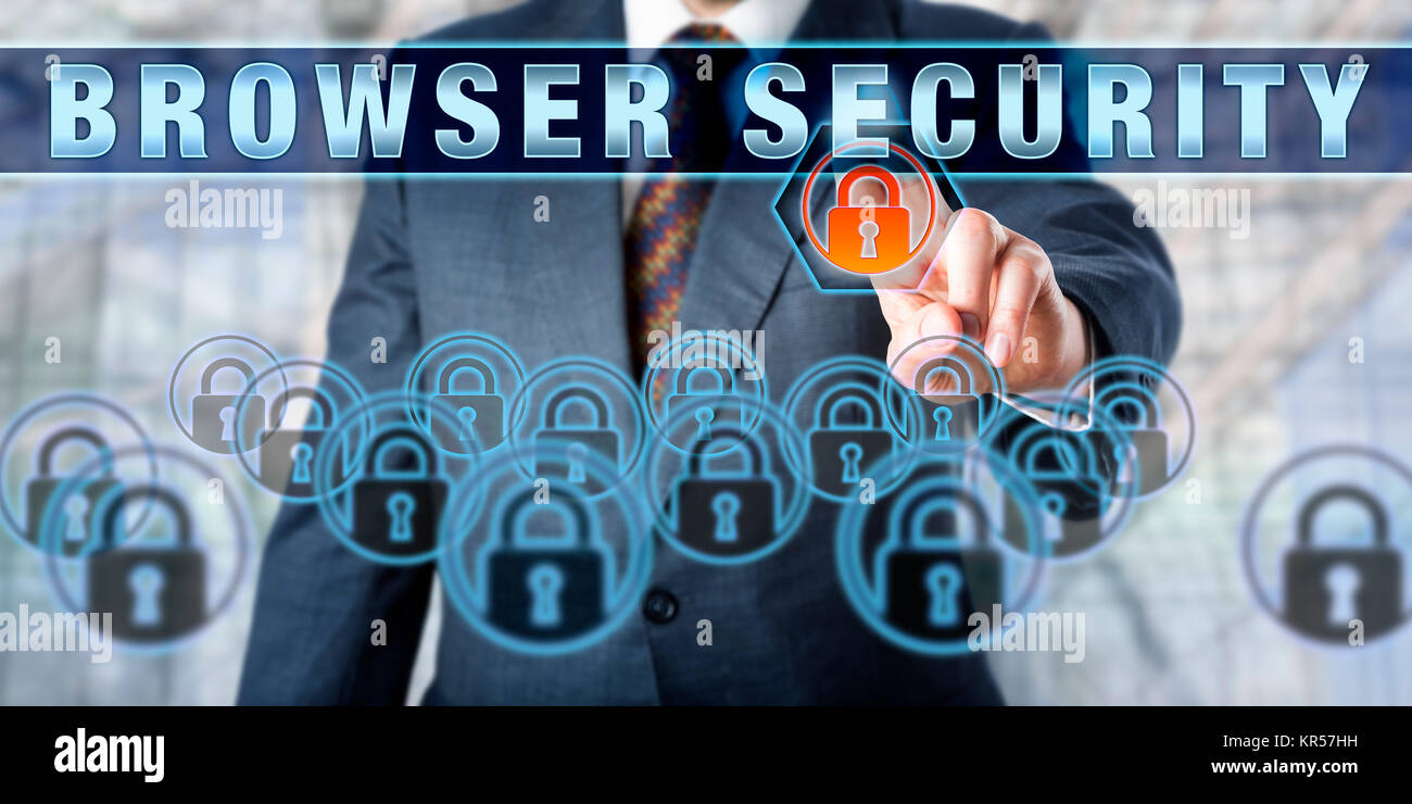 Corporate Manager premendo della protezione del browser Foto Stock