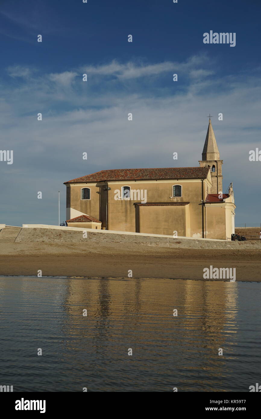 caorle,chiesa,madonna dell angelo,molo,mare,adriatico,santuario,medievale Foto Stock