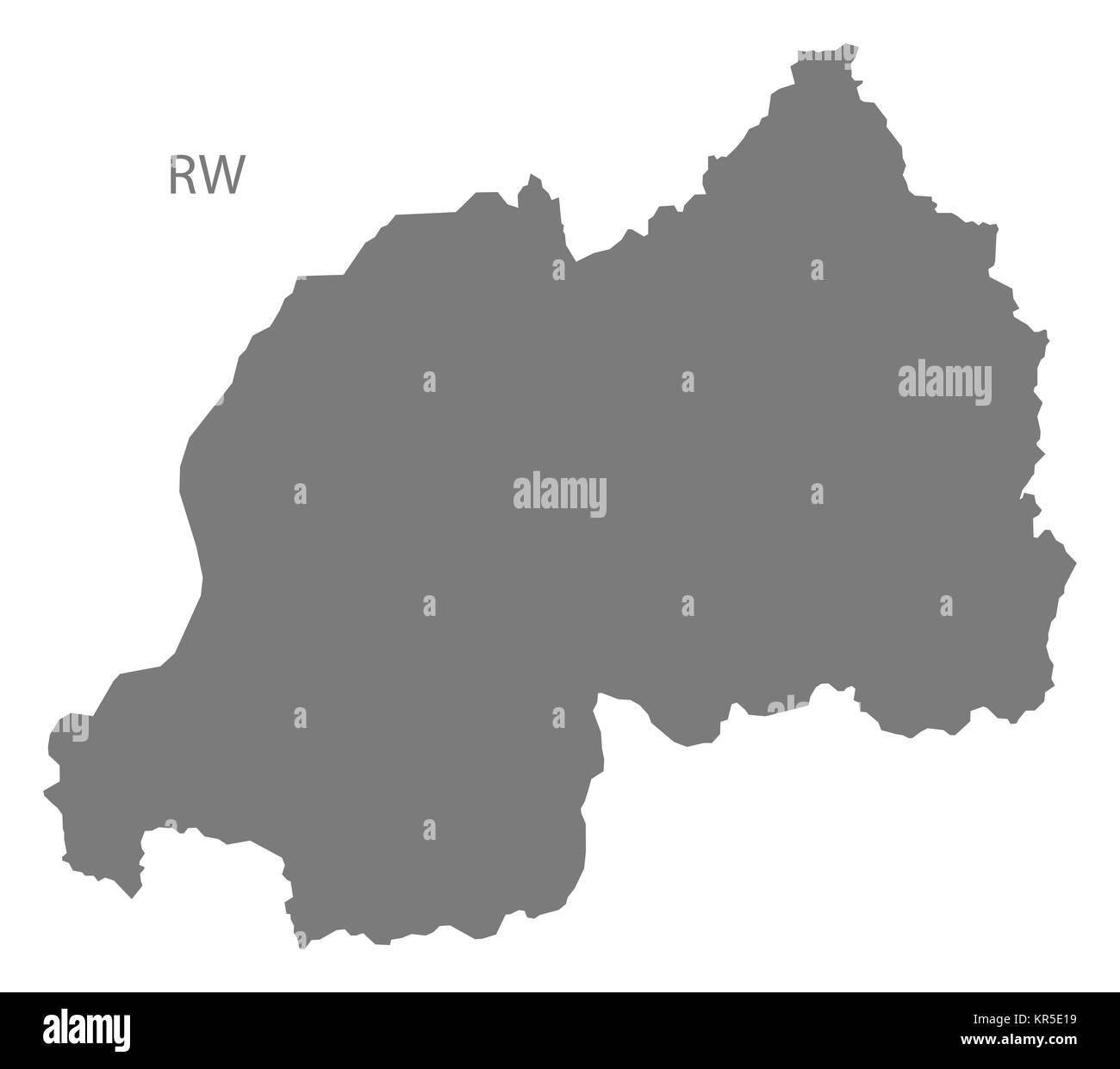 Mappa di Ruanda grigio Foto Stock