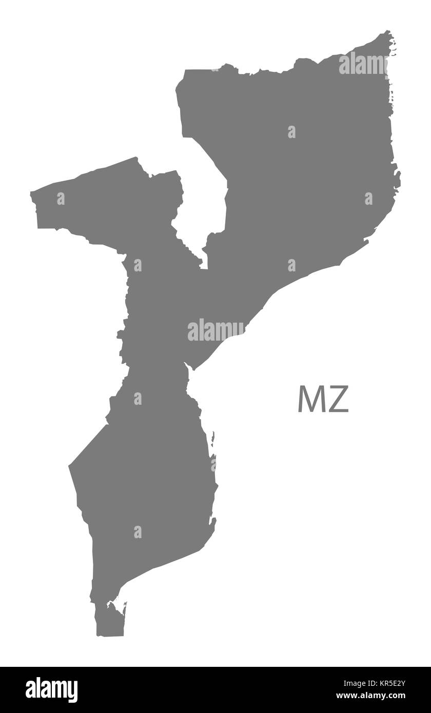 Mappa di Mozambico grigio Foto Stock
