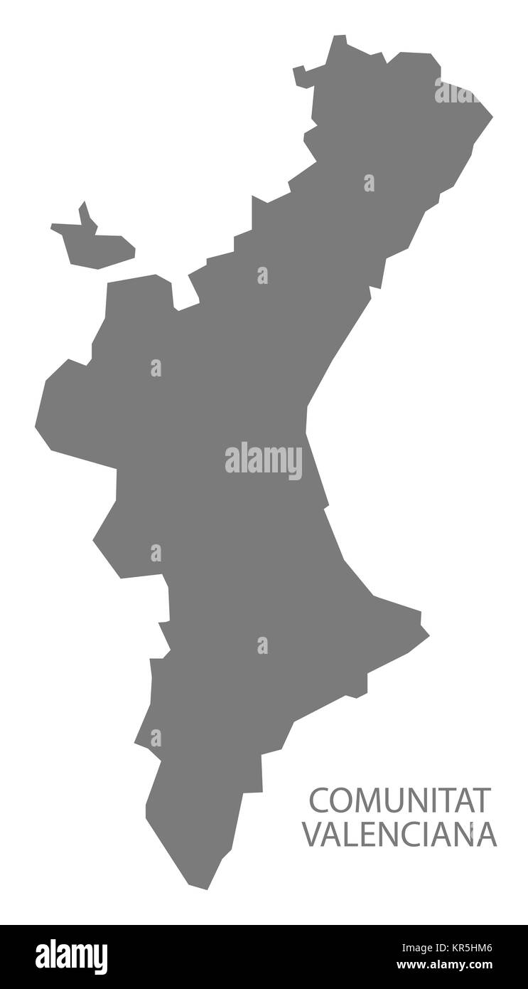Comunitat Valenciana Spagna Mappa grigio Foto Stock