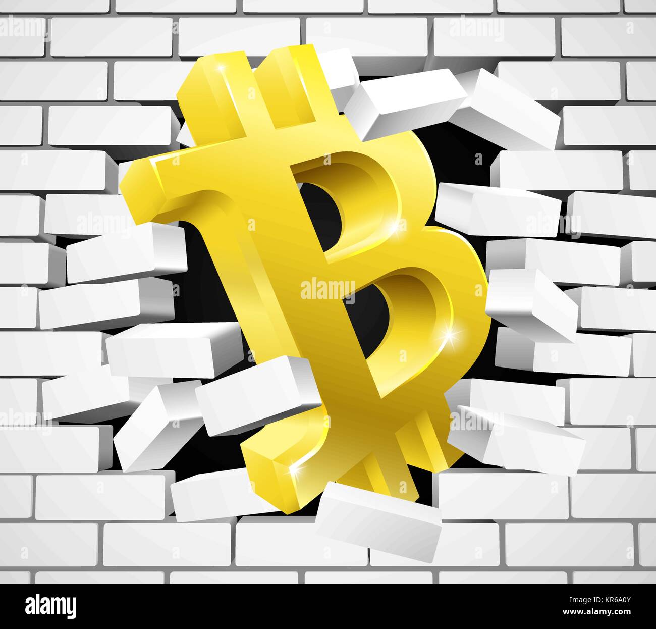 Rottura Bitcoin muro bianco Concept Illustrazione Vettoriale
