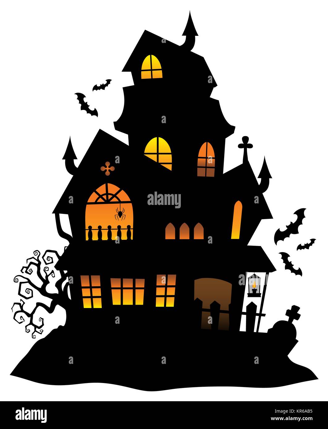 Haunted House tema silhouette immagine 1 Foto Stock