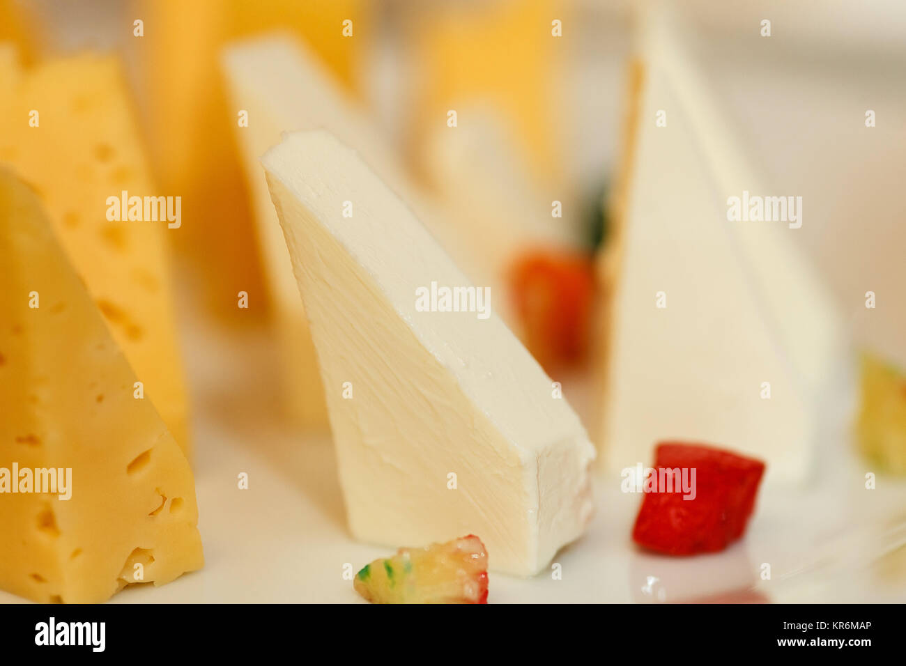 La varietà di formaggi Foto Stock