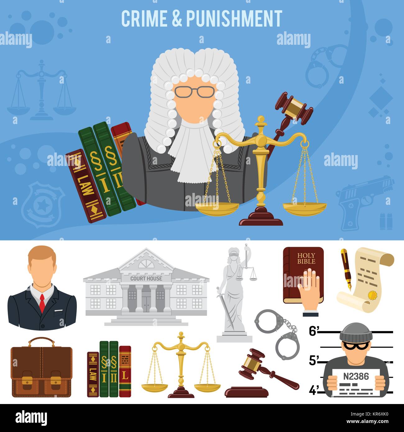 Delitto e castigo Banner Illustrazione Vettoriale