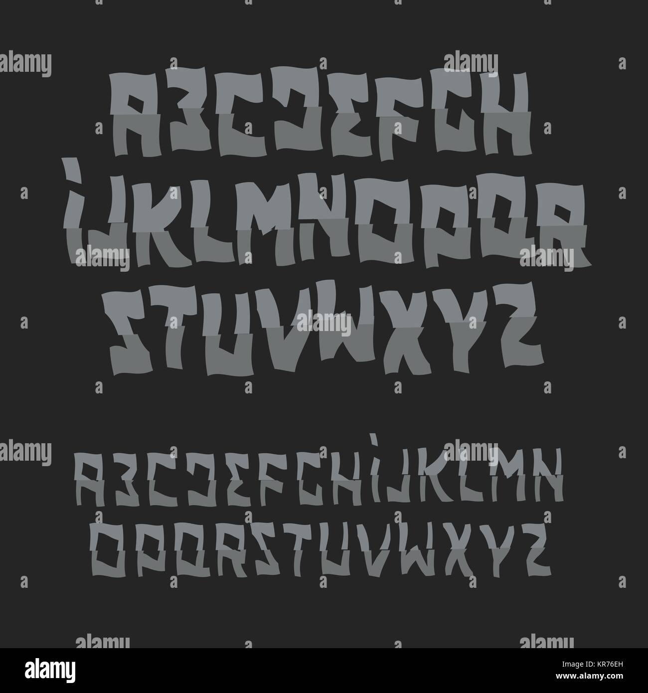 Halloween font astratta. Stile Zombie alfabeto. Cartoon male ABC. Logo vettoriale set. Illustrazione Vettoriale