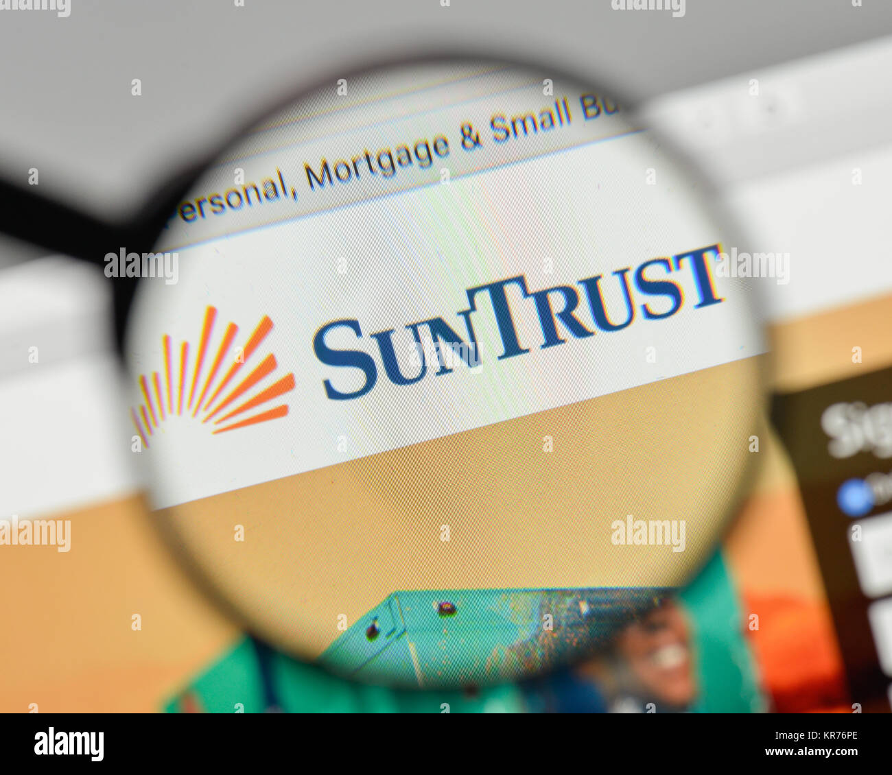 Milano, Italia - 1 Novembre 2017: Sun Trust banche logo sulla homepage del sito web. Foto Stock