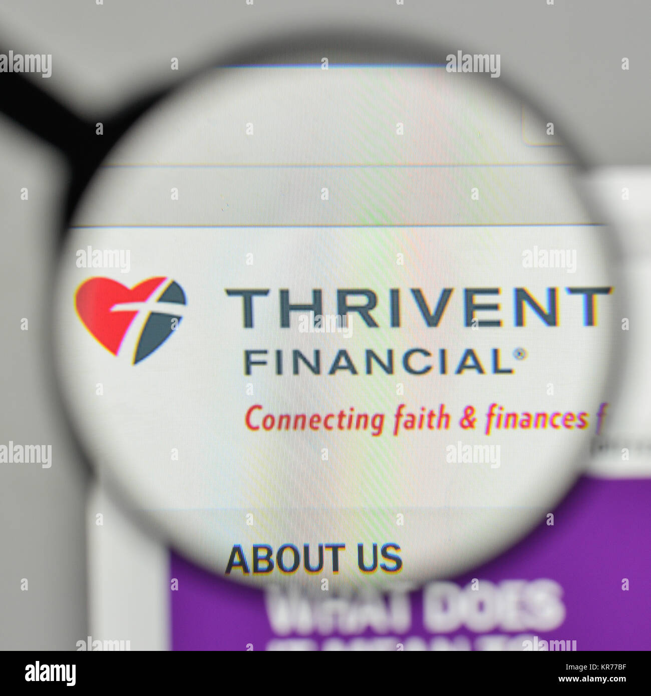 Milano, Italia - 1 Novembre 2017: Thrivent finanziari per i luterani logo sulla homepage del sito web. Foto Stock
