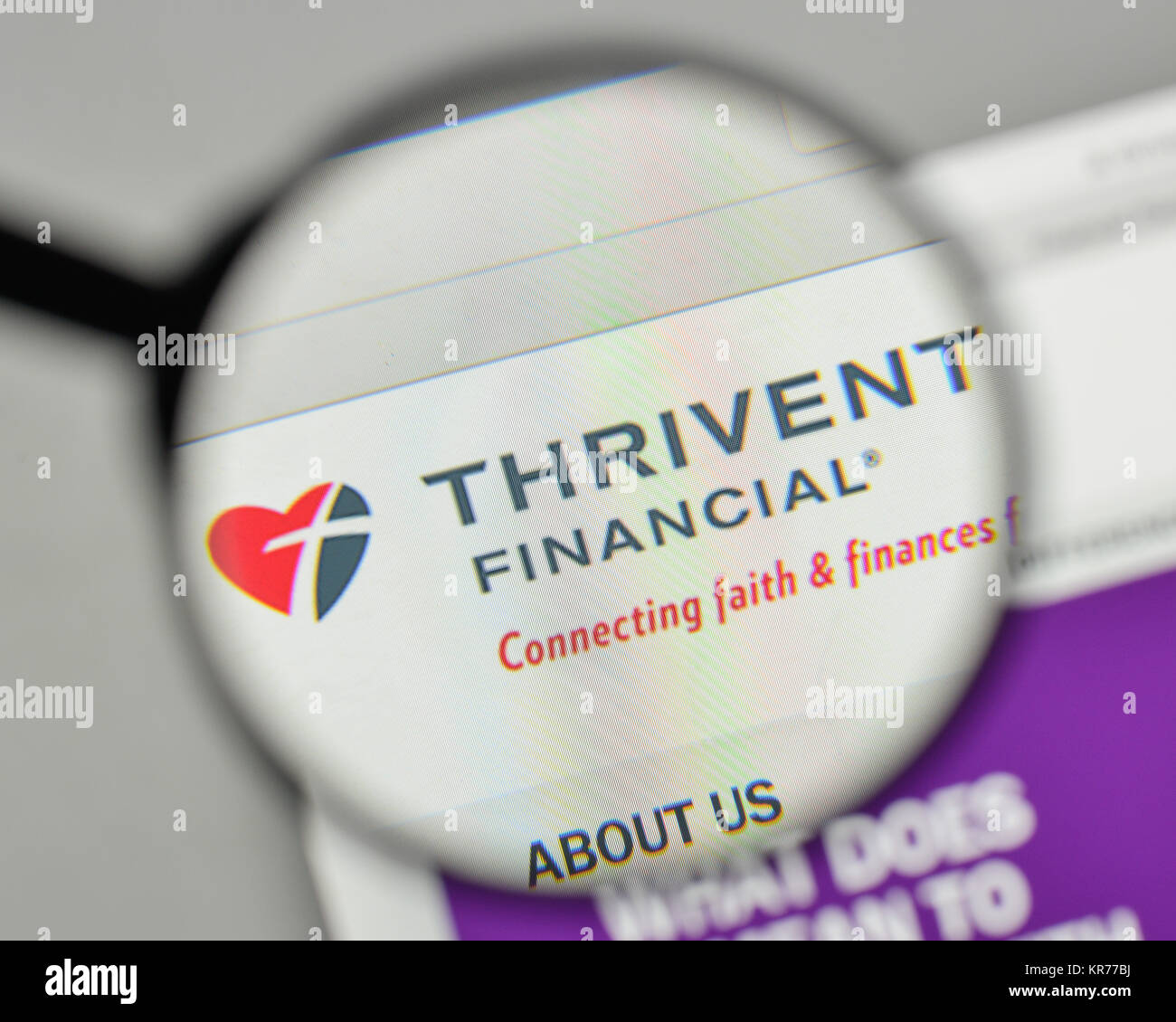 Milano, Italia - 1 Novembre 2017: Thrivent finanziari per i luterani logo sulla homepage del sito web. Foto Stock