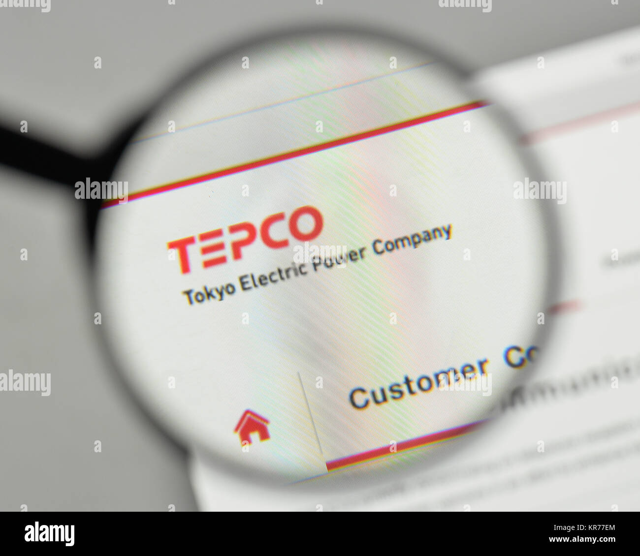 Milano, Italia - 1 Novembre 2017: Tokyo Electric Power logo sulla homepage del sito web. Foto Stock