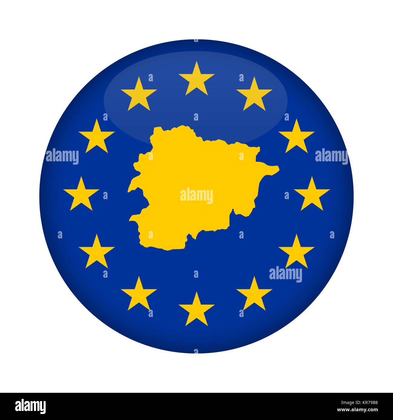 Andorra Mappa Unione europea bandiera button Foto Stock