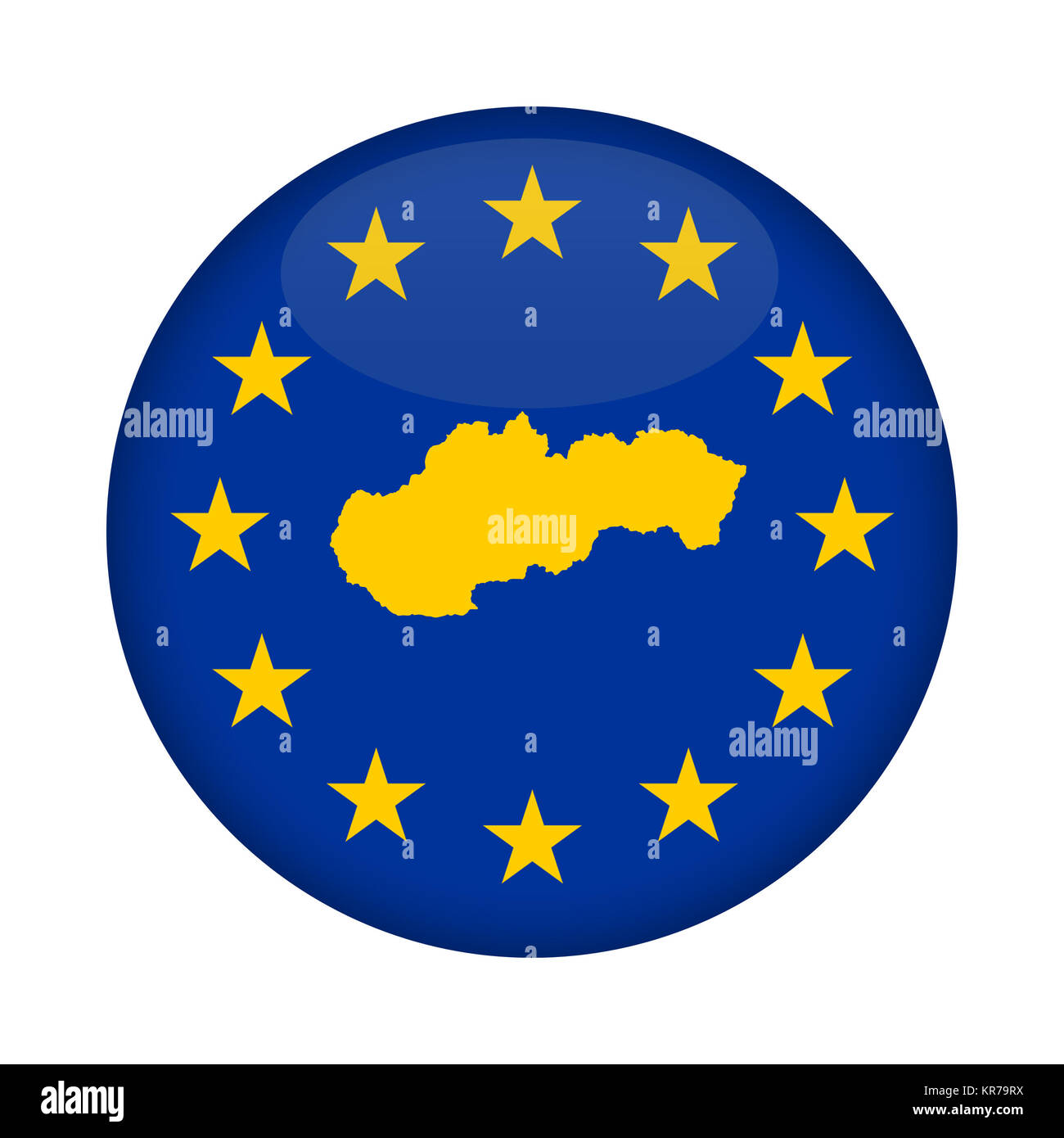 Mappa della Slovacchia bandiera dell'Unione europea button Foto Stock
