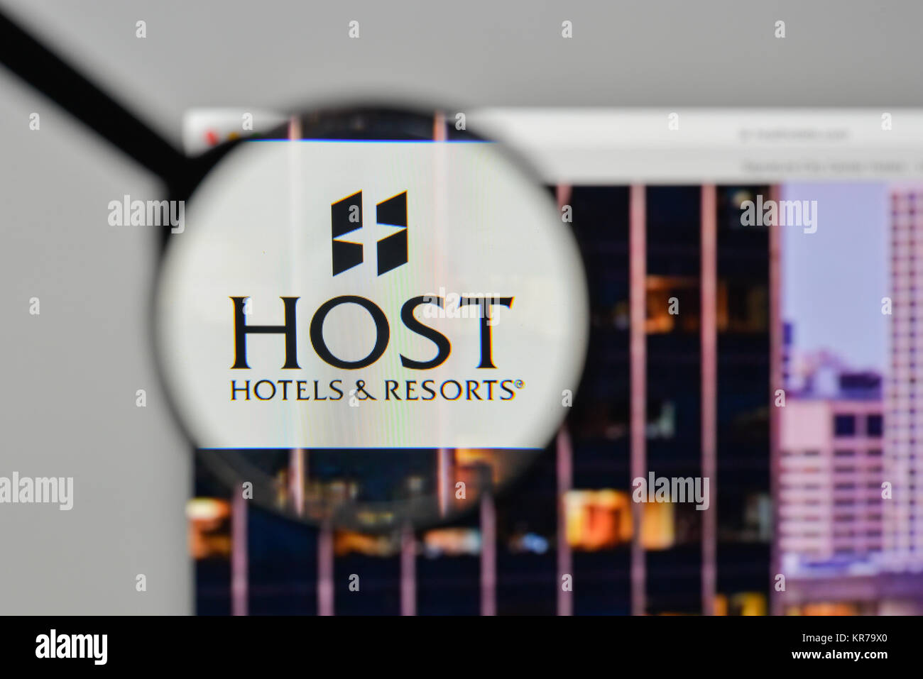 Milano, Italia - 1 Novembre 2017: Host Hotels & Resorts logo sulla homepage del sito web. Foto Stock