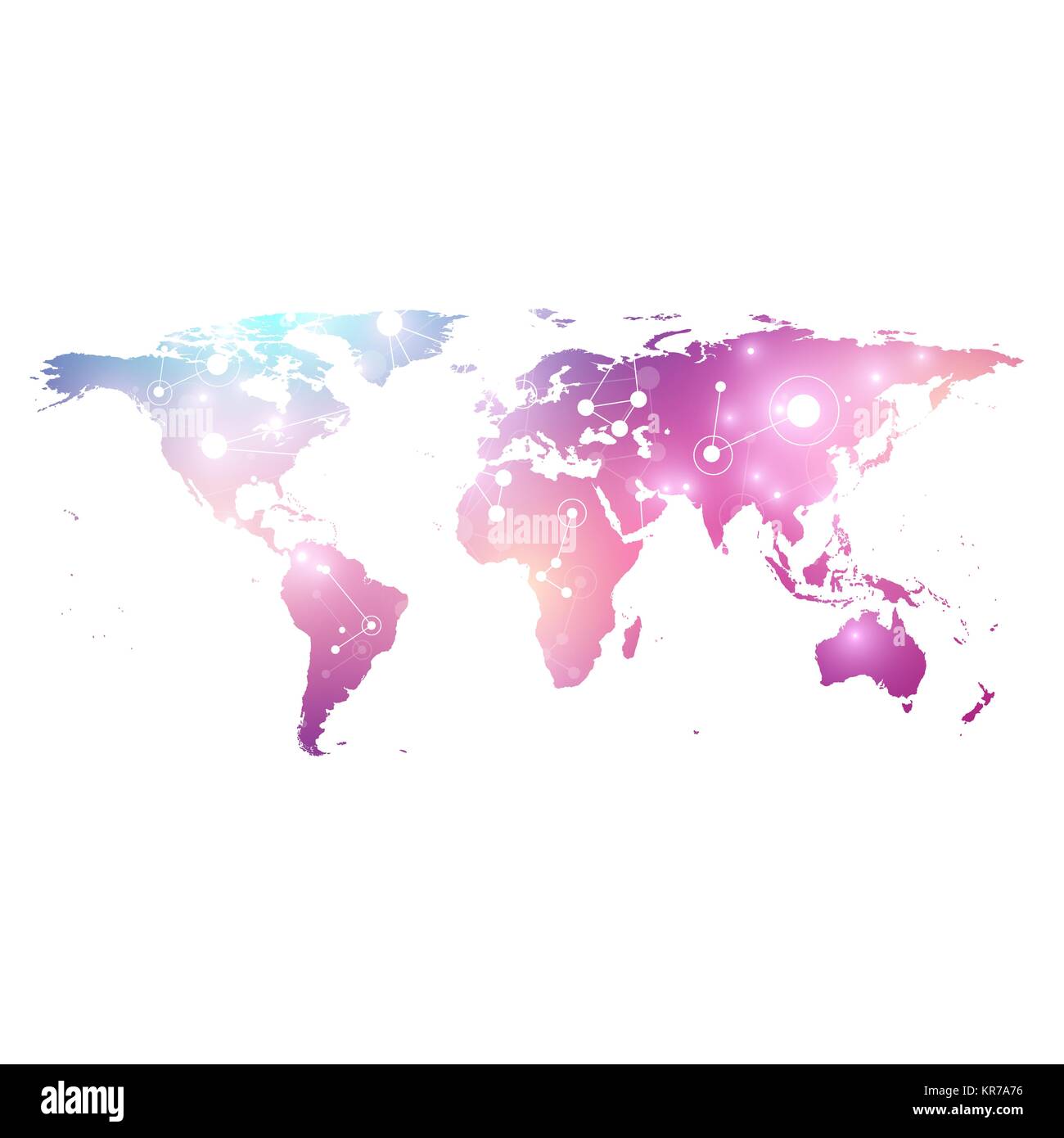 Template vettoriale mappa del mondo con tecnologia globale concetto di networking. Global network connections. Digital per la visualizzazione di dati. Plesso linee. Dati di grande comunicazione in background. Sfondo in prospettiva Illustrazione Vettoriale