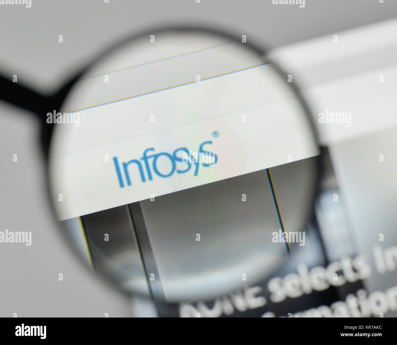 Milano, Italia - 1 Novembre 2017: Infosys logo sulla homepage del sito web. Foto Stock
