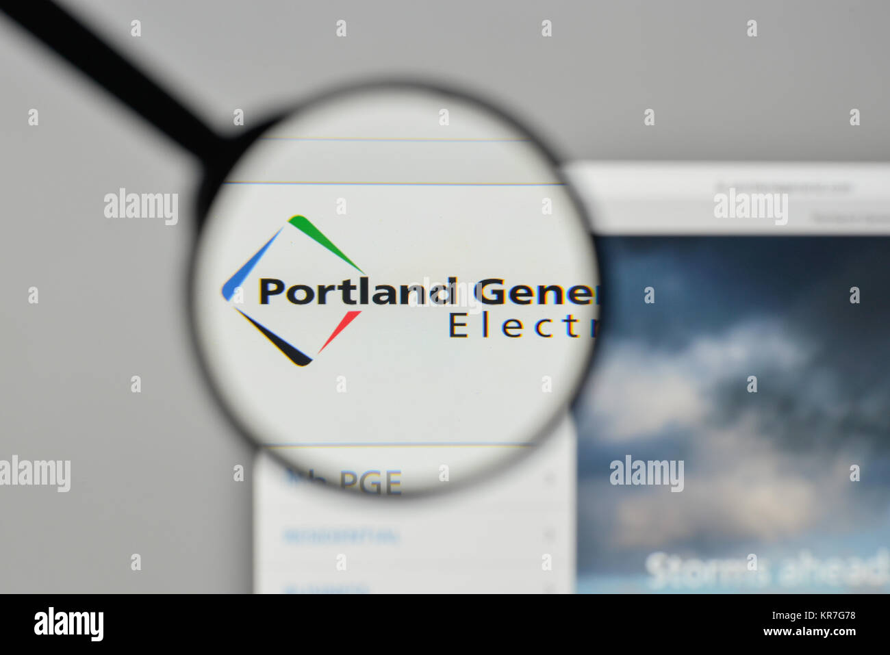 Milano, Italia - 1 Novembre 2017: Portland General Electric logo sulla homepage del sito web. Foto Stock