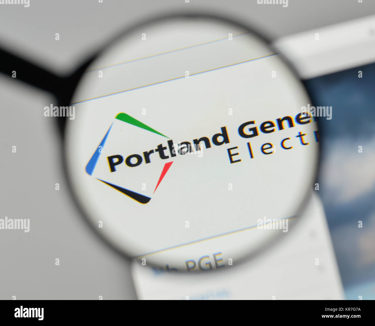 Milano, Italia - 1 Novembre 2017: Portland General Electric logo sulla homepage del sito web. Foto Stock