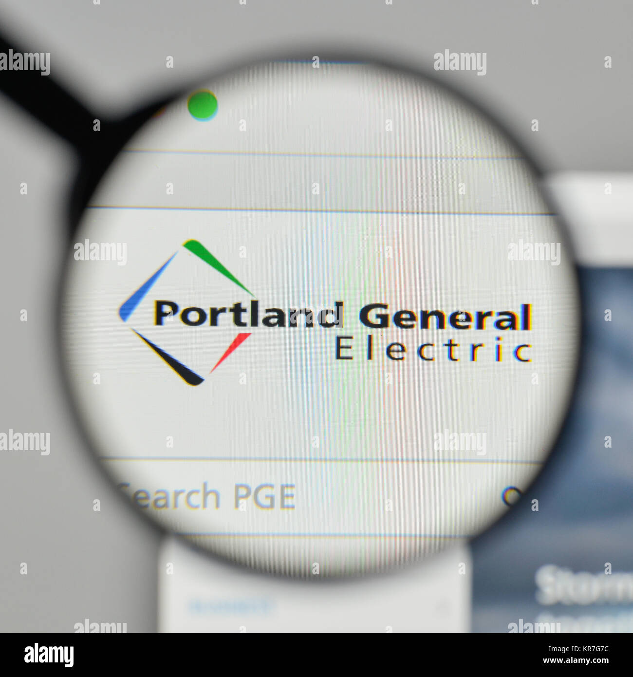 Milano, Italia - 1 Novembre 2017: Portland General Electric logo sulla homepage del sito web. Foto Stock