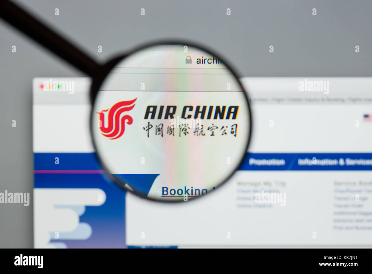 Milano, Italia - 10 agosto 2017: Air China website homepage. È la compagnia di bandiera e una delle principali compagnie aeree della Repubblica popolare di Cina. Ai Foto Stock