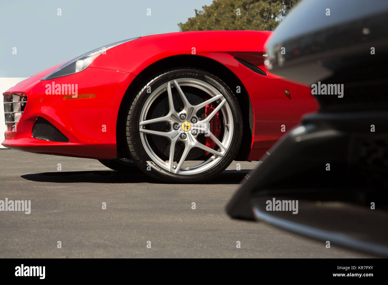 La Ferrari California T Cabrio - Rosso dettagli esterni Shot Foto Stock