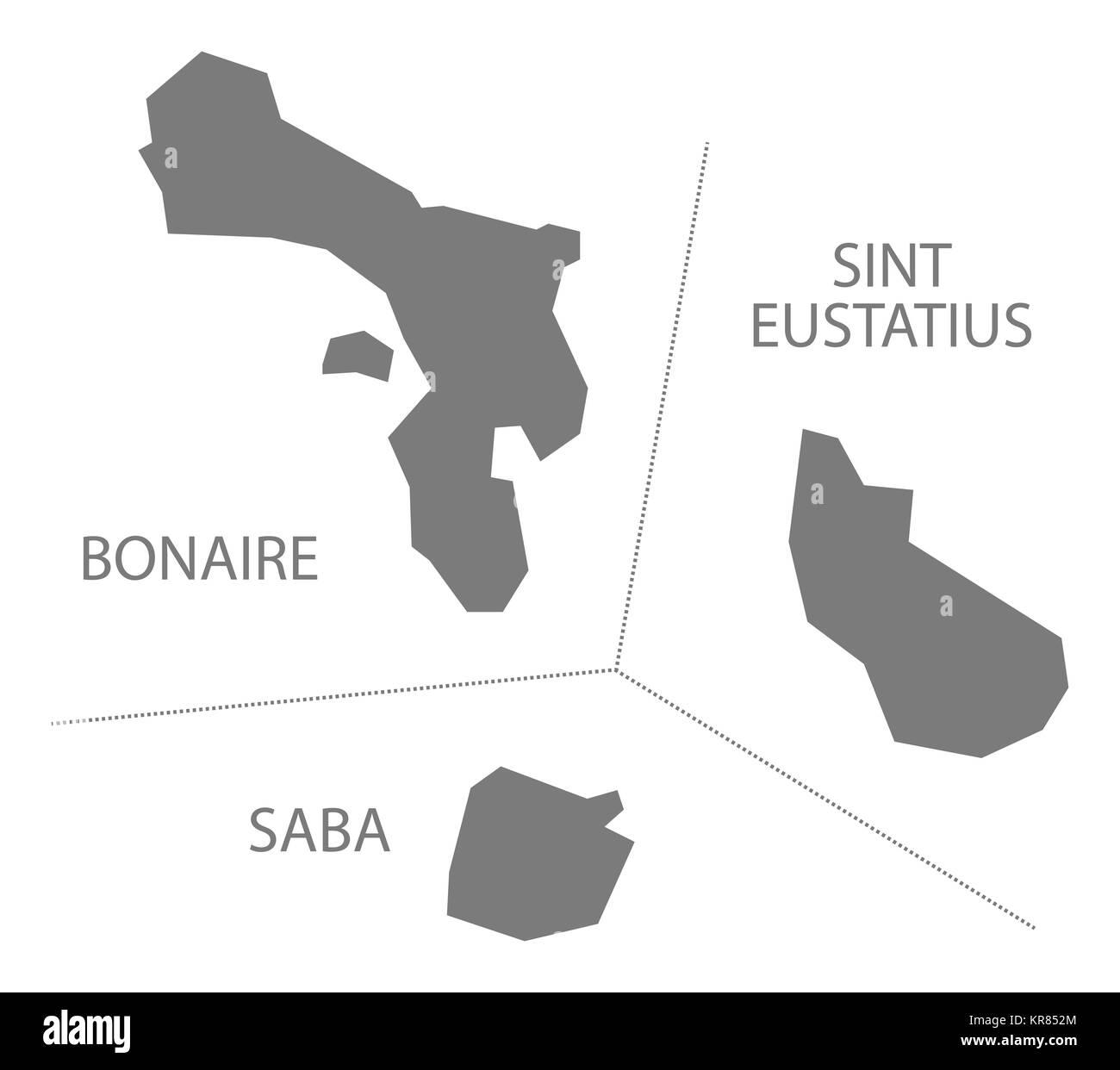 Bonaire - Sint Eustatius - Saba Paesi Bassi Mappa grigio Foto Stock