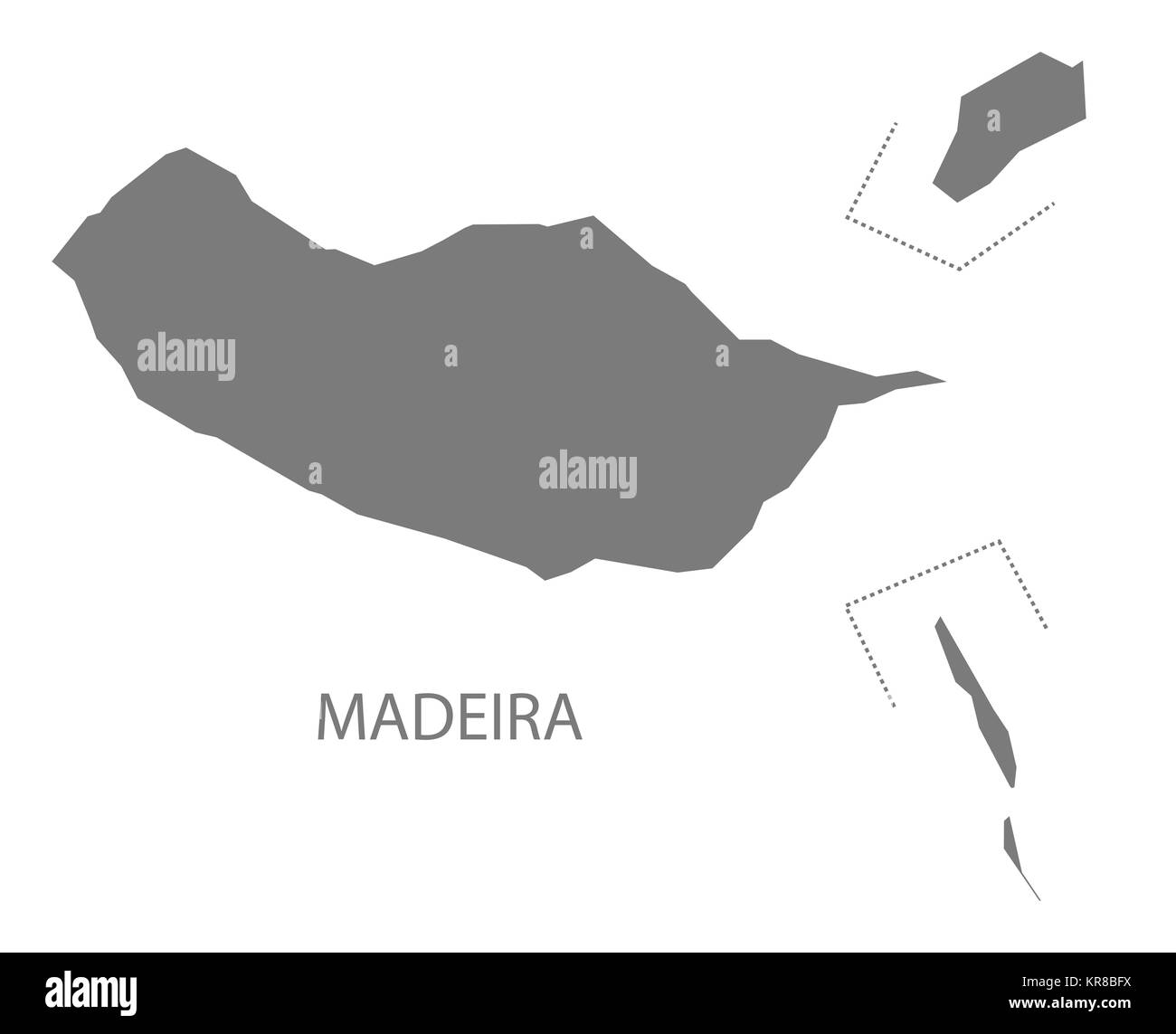 Madeira Portogallo Mappa grigio Foto Stock
