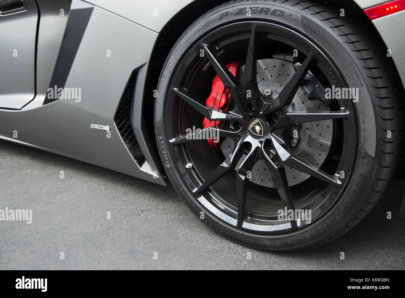 Lamborghini Aventador - piatto esterno metallico - dettaglio Foto Stock