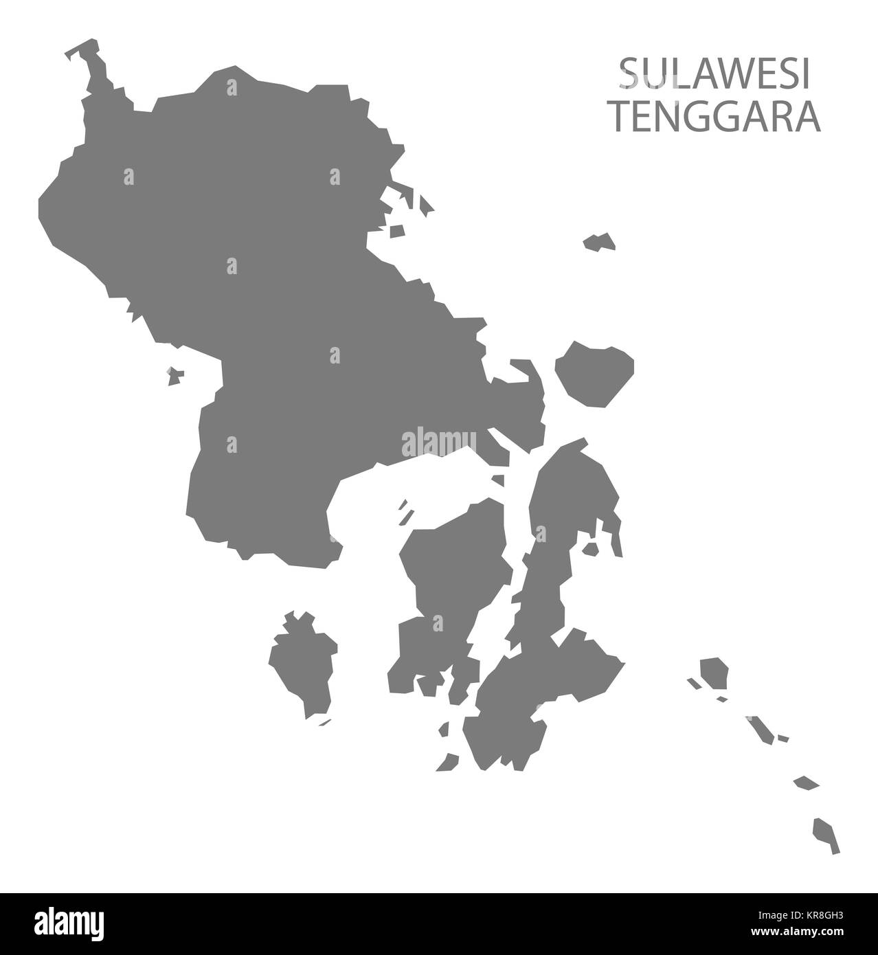 Sulawesi Tenggara Indonesia Mappa grigio Foto Stock