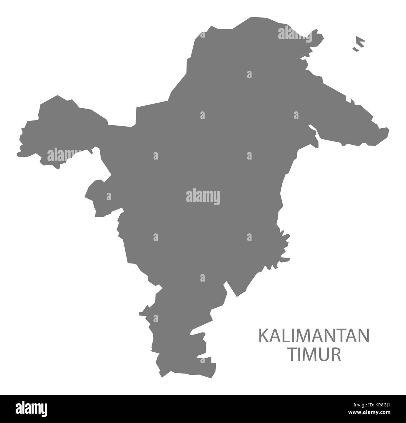 Kalimantan Timur Indonesia Mappa grigio Foto Stock